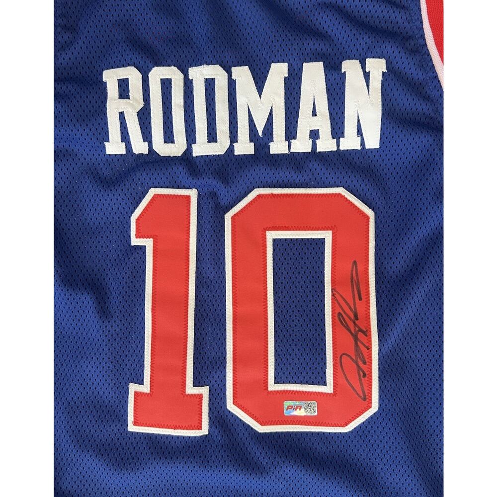 Size XL Dennis Rodman Signed Detroit Pistons Custom Jersey💙 CIA Certification!